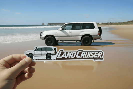 3 Pack White 100/105 Landcruiser with Rear Spare Tyre Stickers - AMD Touring