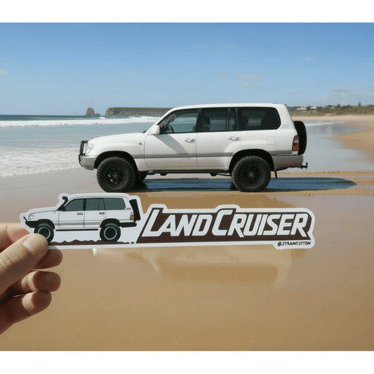 3 Pack White 100/105 Landcruiser with Rear Spare Tyre Stickers - AMD Touring
