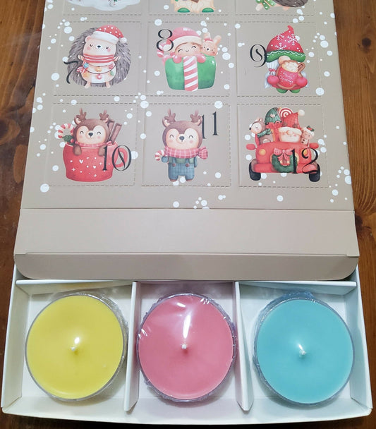 Advent Calendar - 12 Days of Christmas - 12 x Christmas Maxi Soy Candle Tealights - Free Shipping - AMD Touring