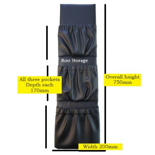 Caravan storage pocket tall skinny with three pockets 200 x 750mm Vinyl - AMD Touring