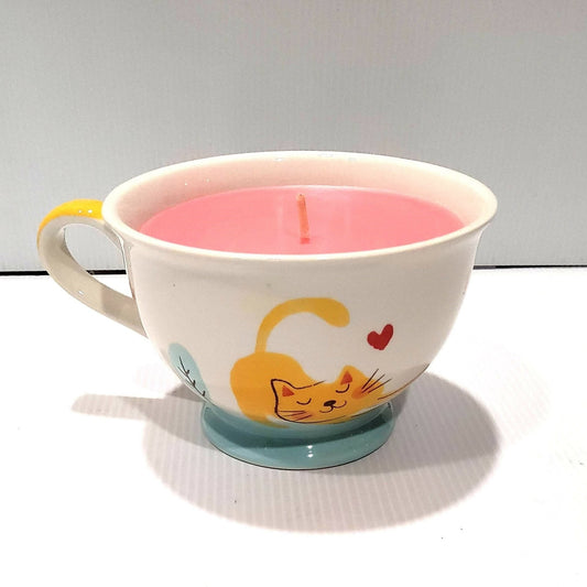 Cat Mug Soy Candle - Love Rose Fragrance, Handmade in Australia Free Shipping - AMD Touring