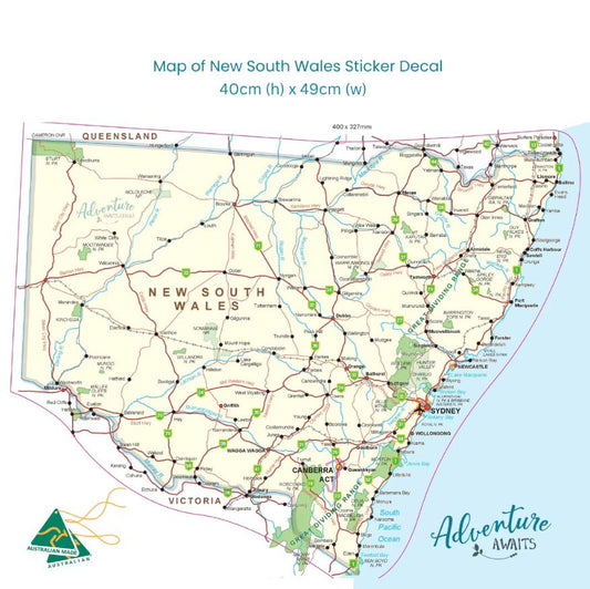 New South Wales Travel Map Sticker - AMD Touring