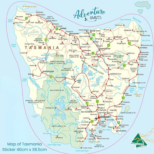 Tasmania Travel Map Sticker - AMD Touring