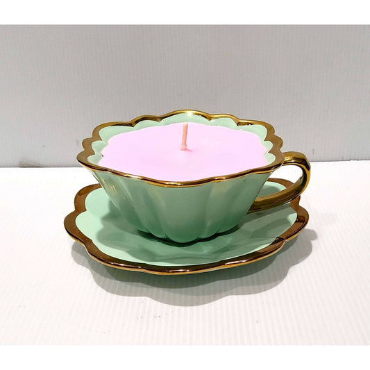 Teacup Candle - Candle in a Teacup - Soy Candle - Sweet Pea Fragrance - AMD Touring