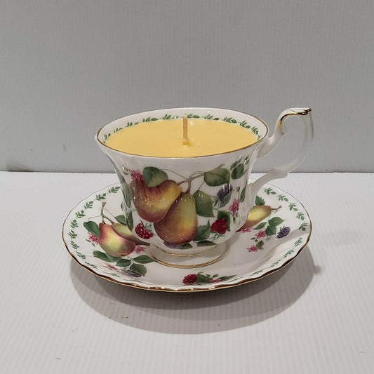 Teacup Candle - Soy Candle - Vintage Royal Albert England - Pears - Apricot Tea - Free Postage - AMD Touring