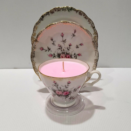 Teacup Candle - Vintage - Candle in Teacup - Soy Candle - Peony Bouquet - AMD Touring