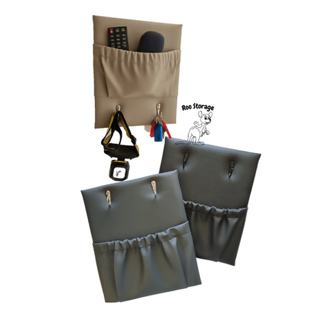 Vinyl caravan storage pocket with hooks - AMD Touring