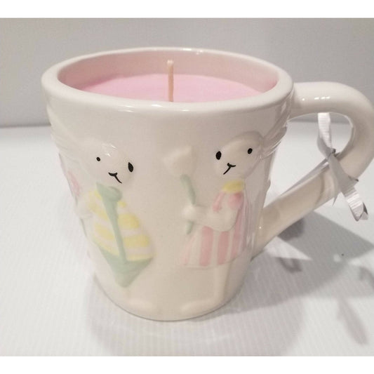 Teacup Candle-Bunny Mug - Soy Candle-White - Mr & Mrs Bunny - Easter-Vanilla Spice & Everything Nice - AMD Touring