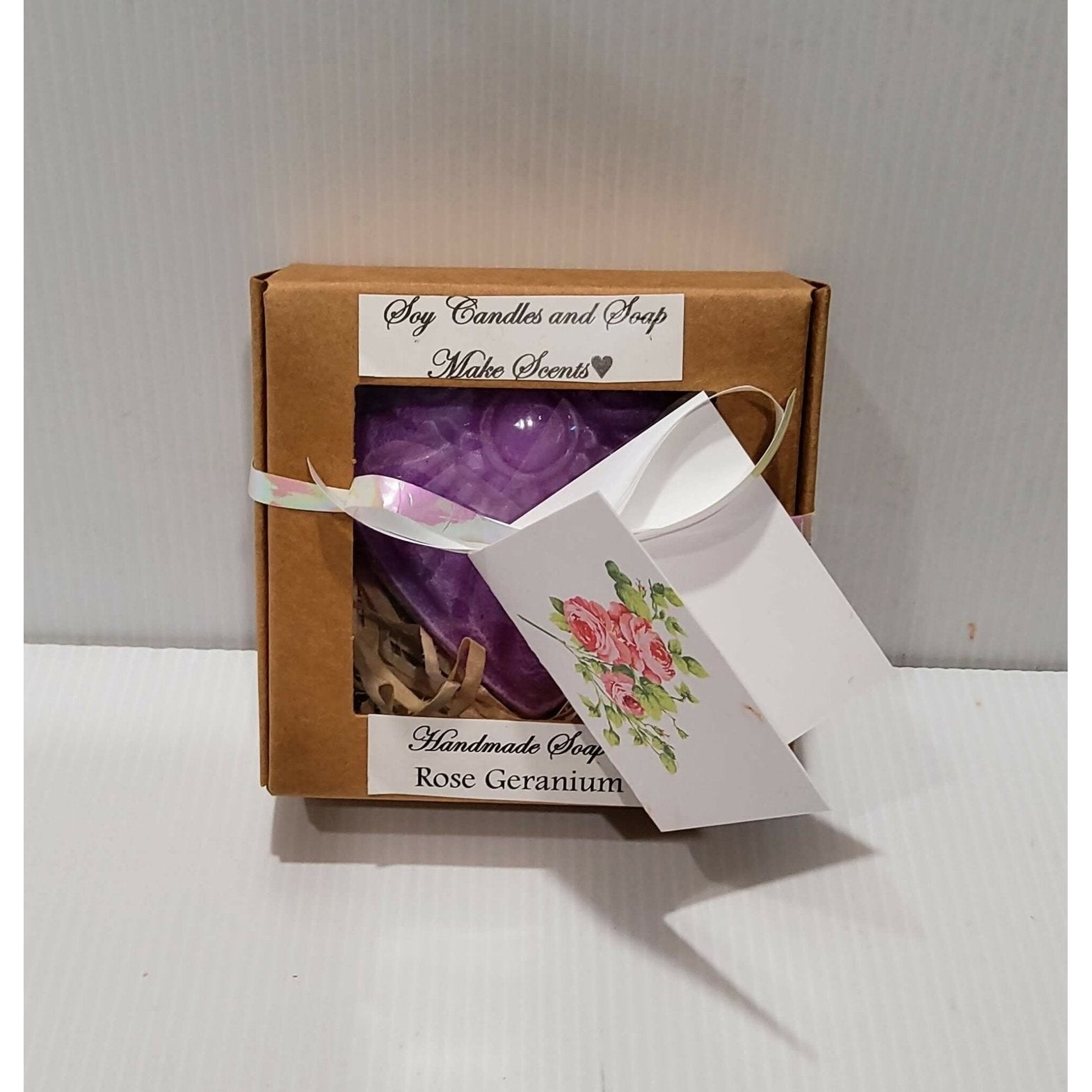 Handmade Soap - Heart Shaped - Purple - Rose Geranium Fragrance - Gift Box - No Palm Oil - Vegan Friendly - AMD Touring