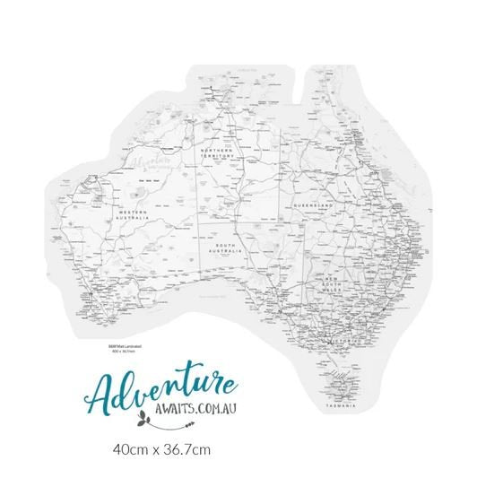 Large Greyscale Removable Aussie Map Sticker + Free Shipping - AMD Touring