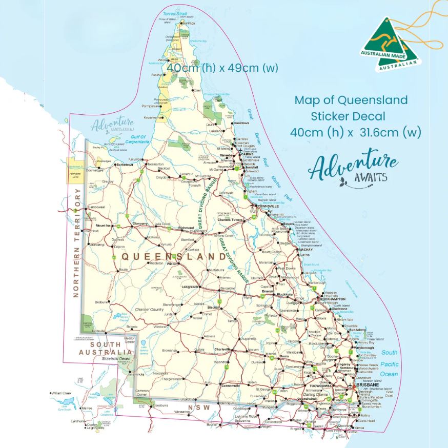 Queensland Travel Map Sticker — AMD Touring