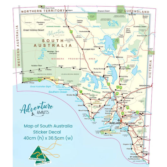 South Australia Travel Map Sticker - AMD Touring