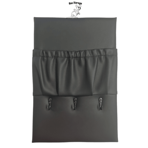 Synthetic Leather 300mm x 450mm Caravan Storage Pocket with Hooks - AMD Touring