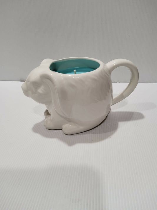 Teacup Candle - Candle in a Mug - Bunny - Large - Soy Candle - Easter - Almond Biscotti - AMD Touring