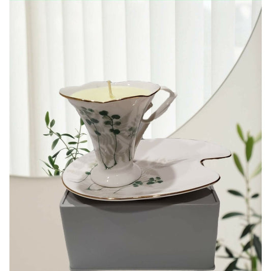 Teacup Candle - Soy Candle - Lily of the Valley Fragrance - AMD Touring