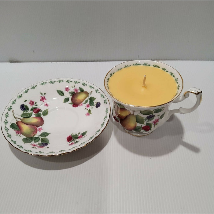 Teacup Candle - Soy Candle - Vintage Royal Albert England - Pears - Apricot Tea - Free Postage - AMD Touring
