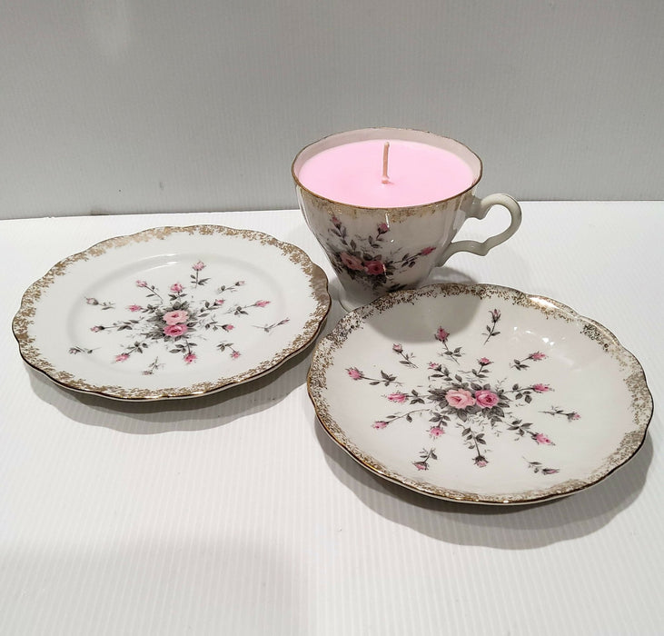 Teacup Candle - Vintage - Candle in Teacup - Soy Candle - Peony Bouquet - AMD Touring