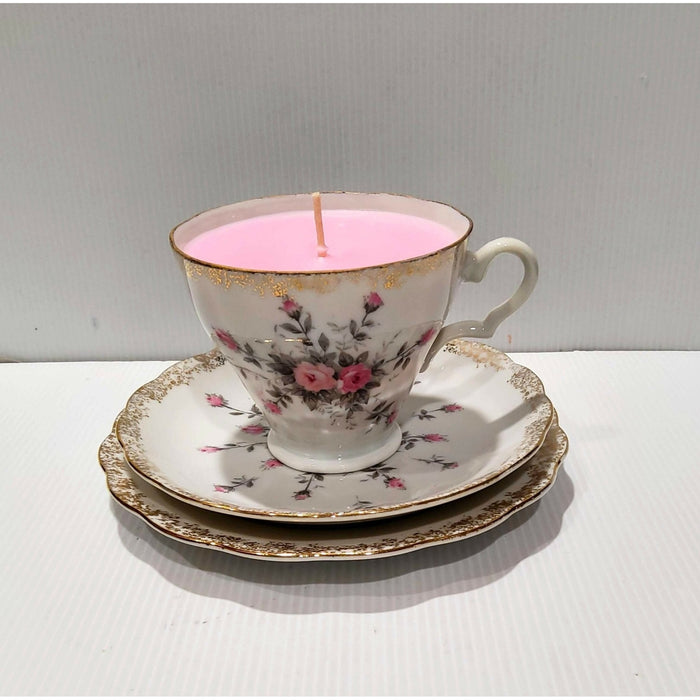 Teacup Candle - Vintage - Candle in Teacup - Soy Candle - Peony Bouquet - AMD Touring