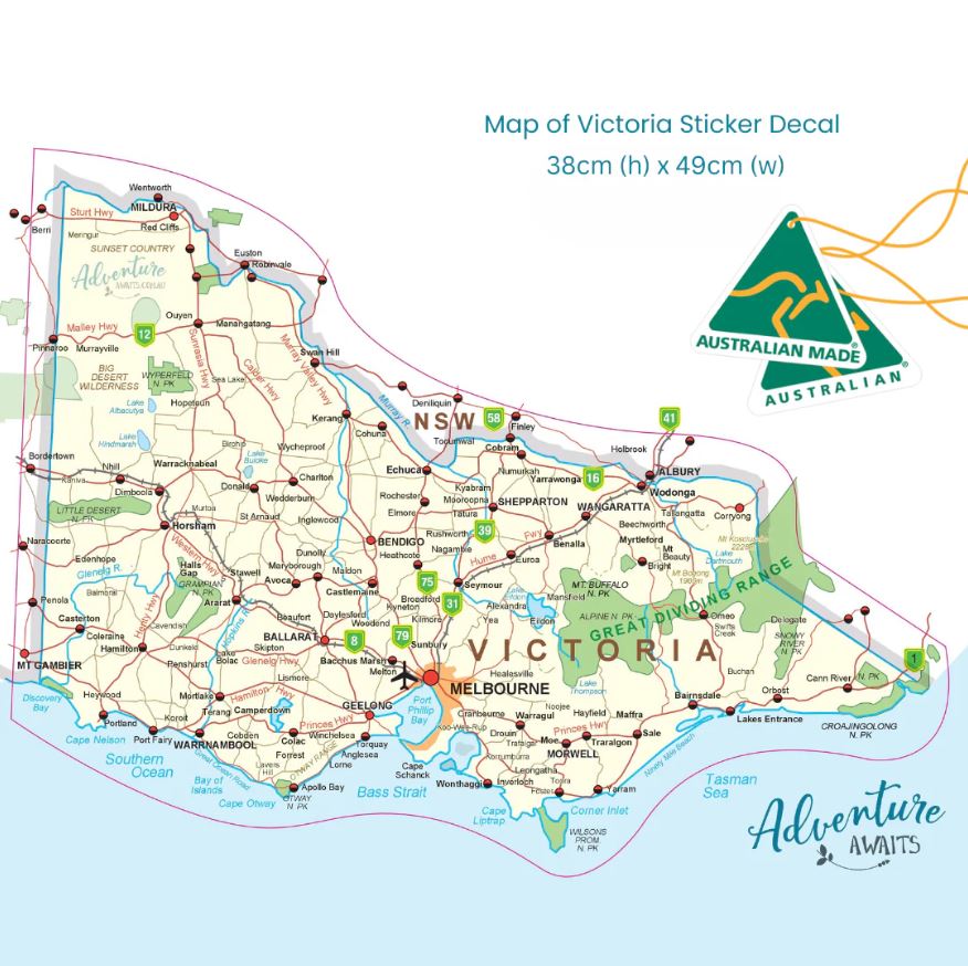 Victoria Travel Map Sticker — AMD Touring