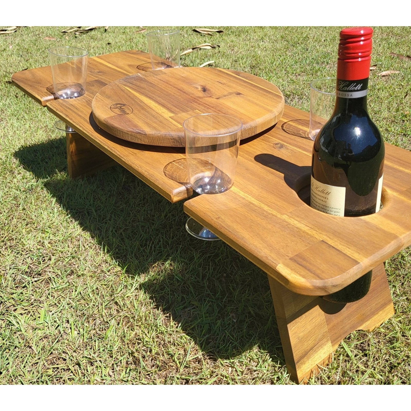 Foldable Wine Picnic Table with Lazy Susan - AMD Touring