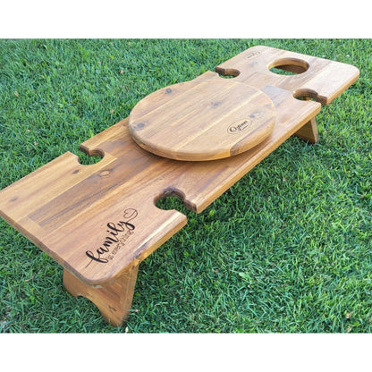 Foldable Wine Picnic Table with Lazy Susan - AMD Touring