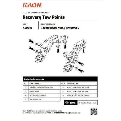 Recovery Tow Points to suit Toyota HiLux N80 & Fortuner - AMD Touring