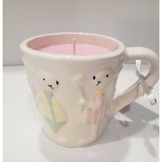Teacup Candle-Bunny Mug - Soy Candle-White - Mr & Mrs Bunny - Easter-Vanilla Spice & Everything Nice - AMD Touring