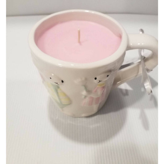 Teacup Candle-Bunny Mug - Soy Candle-White - Mr & Mrs Bunny - Easter-Vanilla Spice & Everything Nice - AMD Touring
