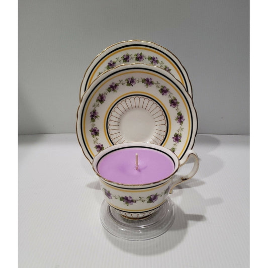 Teacup Candle - Handpoured Soy Candle - Royal Doulton - England - Vintage - Wisteria - Free Shipping - AMD Touring