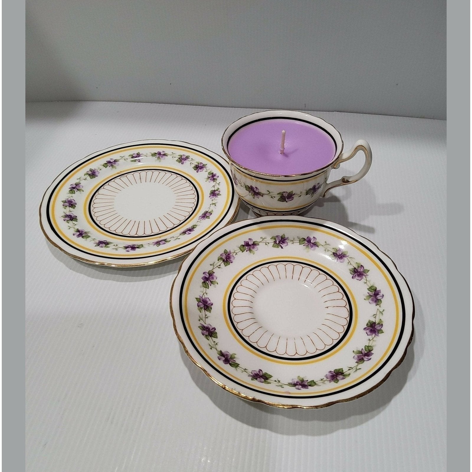 Teacup Candle - Handpoured Soy Candle - Royal Doulton - England - Vintage - Wisteria - Free Shipping - AMD Touring