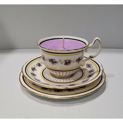 Teacup Candle - Handpoured Soy Candle - Royal Doulton - England - Vintage - Wisteria - Free Shipping - AMD Touring