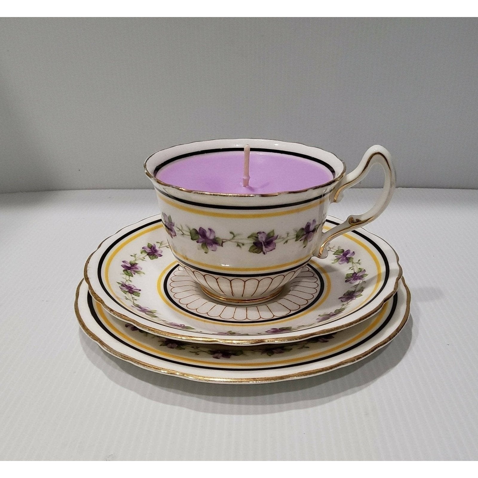 Teacup Candle - Handpoured Soy Candle - Royal Doulton - England - Vintage - Wisteria - Free Shipping - AMD Touring