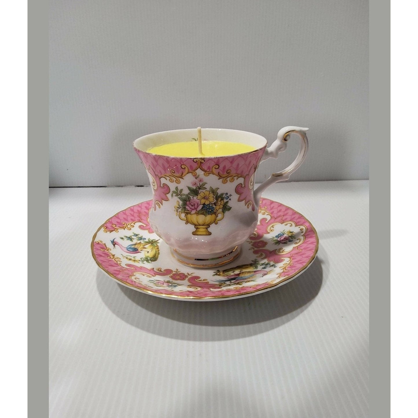 Teacup Candle - Soy Candle - Vintage Teacup - Victorian Rose Fragrance - Free Shipping - AMD Touring