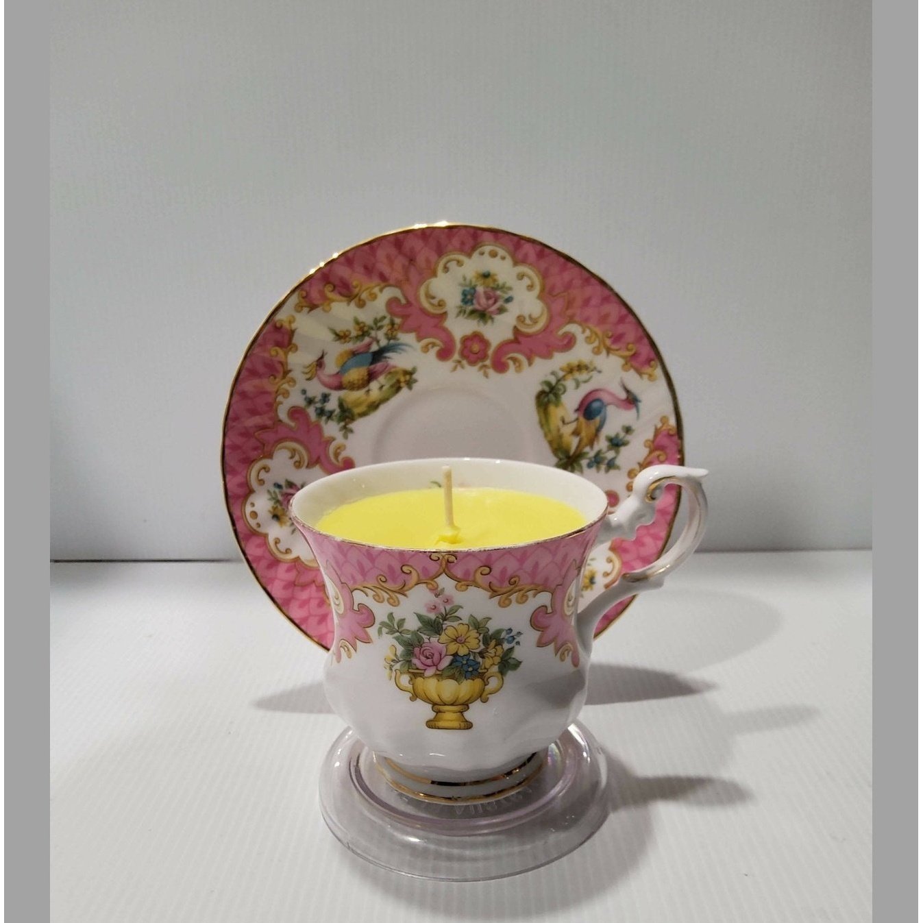 Teacup Candle - Soy Candle - Vintage Teacup - Victorian Rose Fragrance - Free Shipping - AMD Touring