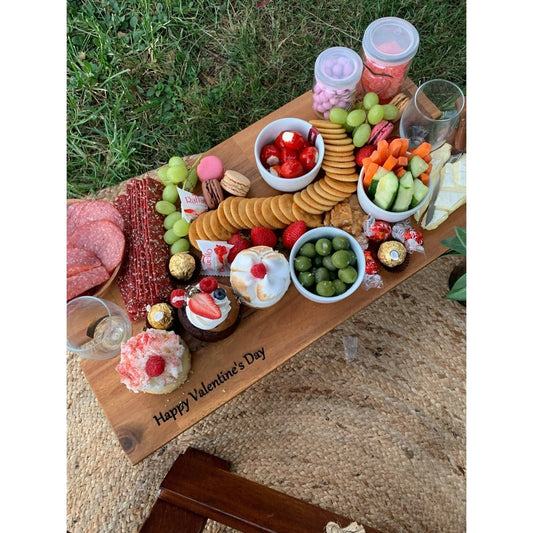 Wine Board / Grazing Board / Picnic Table Holds 2 x Wine Glasses with Legs. Personalised - AMD Touring