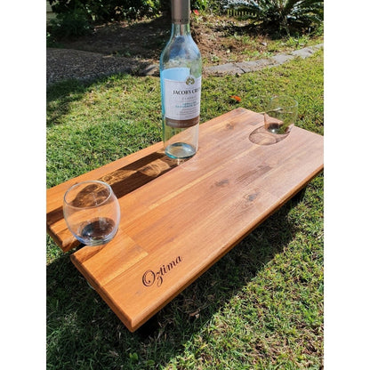 Wine Board / Grazing Board / Picnic Table Holds 2 x Wine Glasses with Legs. Personalised - AMD Touring